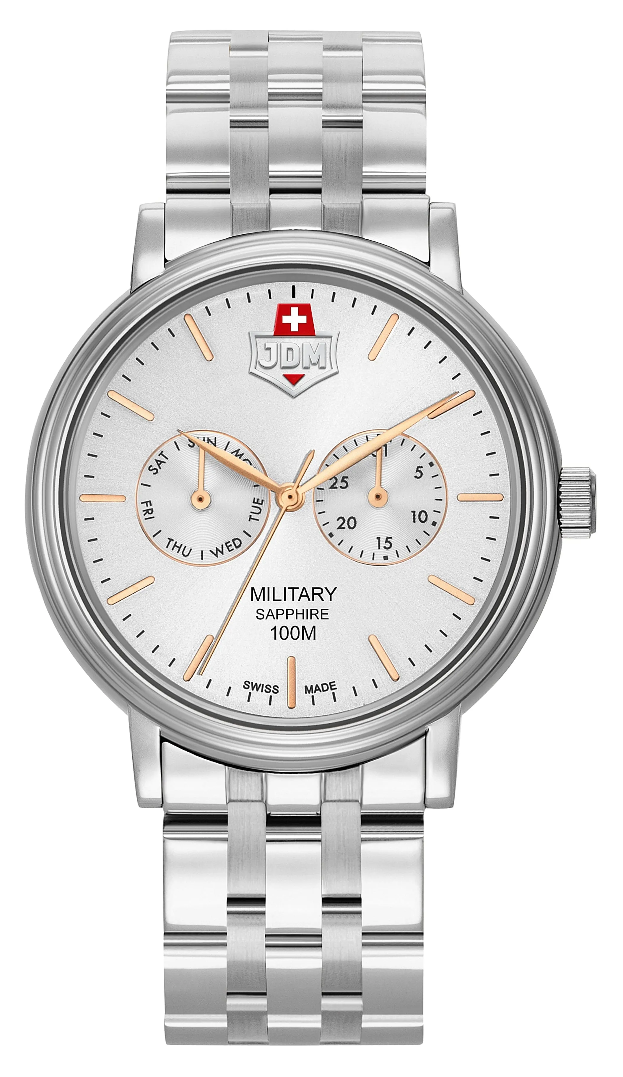 Jacques du Manoir Military Echo 41mm Men's Silver Chronograph Watch