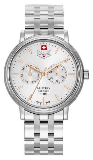 Jacques du Manoir Military Echo 41mm Men's Silver Chronograph Watch
