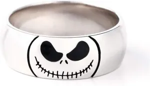 Jeulia Jack Skellington and Sally Curved Couple Rings 925 Sterling Silver Women Men Band Set Halloween Jewelry Anniversary Promise Rings for Him and Her with Jewelry Gift Box