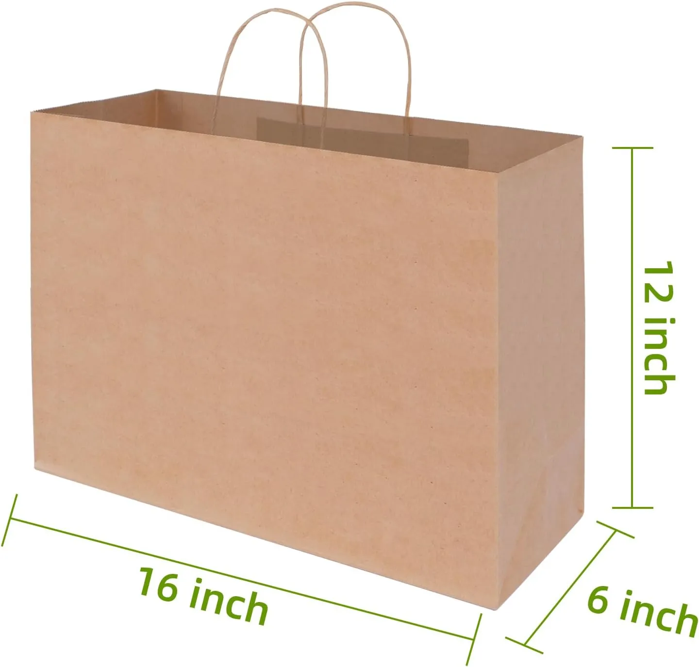 Johuivo Brown Paper Bags with Handles 50 Pack, Paper Shopping Bag and Gift Bags, Kraft Paper Bag Bulk Retail for Small Business, Grocery, Lunch, Party Favors, 16x6x12 Inches