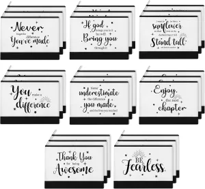 Kajaia 24 Pieces Inspirational Canvas Cosmetic Bags Makeup Bags with Zippers Appreciation Motivational Toiletry Purse Pouches Positive Travel Makeup Pouches for Girl Women Friends, 8 Designs (Elegant)