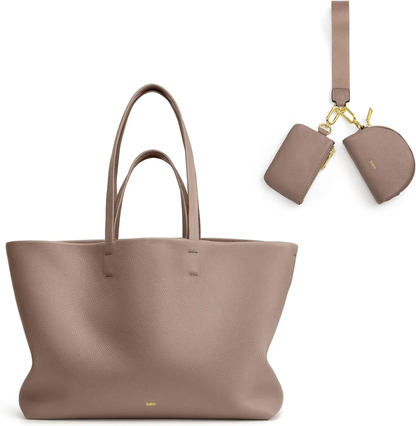 Kattee Leather Totes Bundle with Dual Pouch Wristlet Wallet
