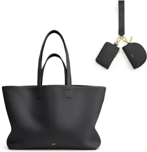 Kattee Leather Totes Bundle with Dual Pouch Wristlet Wallet