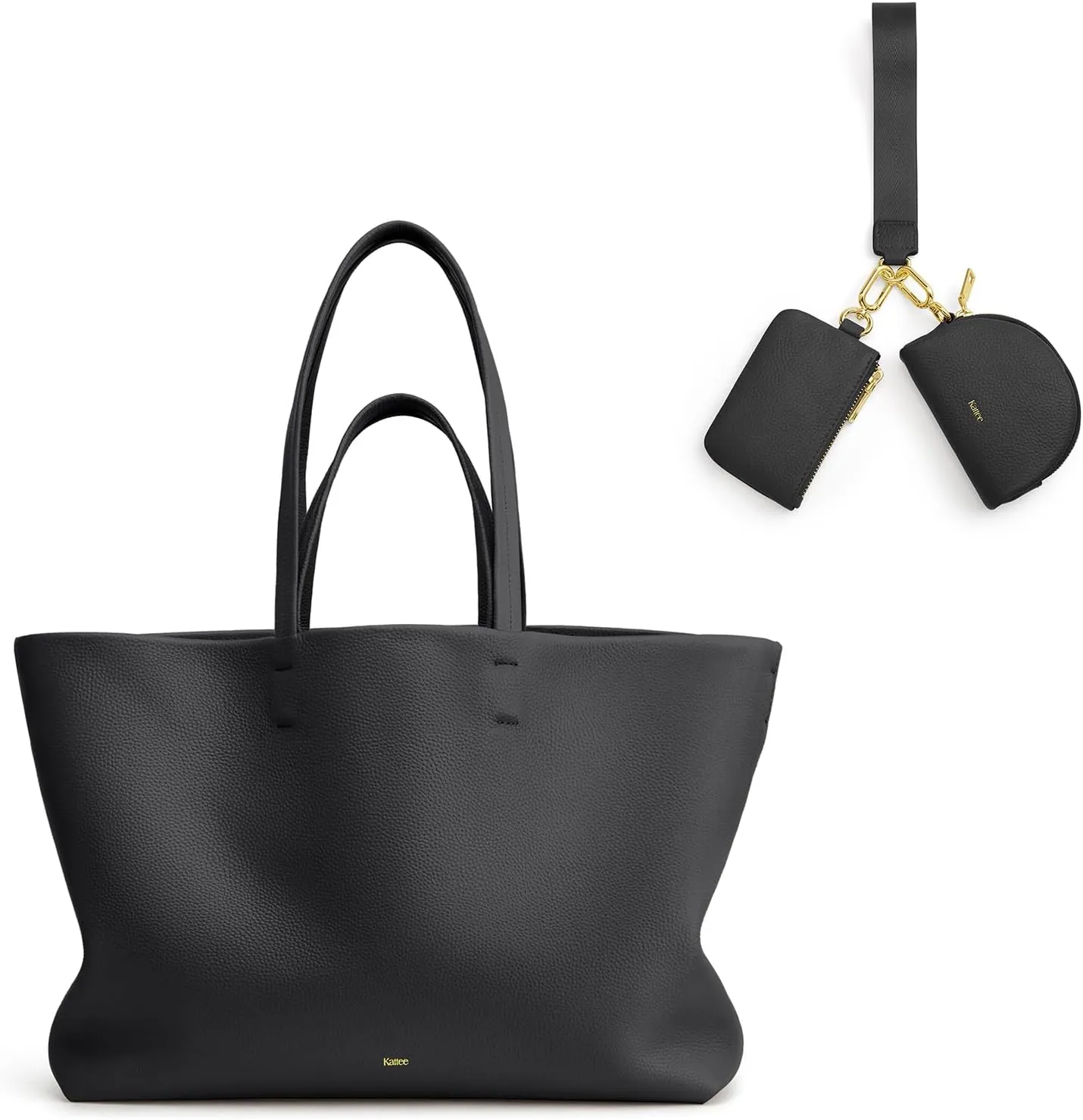 Kattee Leather Totes Bundle with Dual Pouch Wristlet Wallet