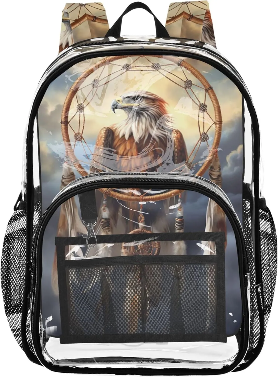 Kids Backpack for Girls Eagle Animal Travel Clear Backpack Floral Approved Plastic Bag Large