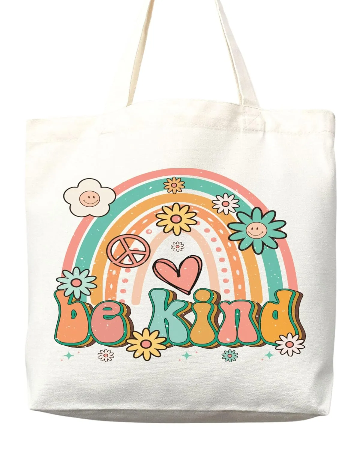 Kindess Tote Bag Hipster Canvas Tote Shopper Gift for Hippies, Teachers, Library Bag Reusable Grocery Bag Eco-Friendly Readers' Tote Library Tote Librarian Gift (Tote Bag Only)
