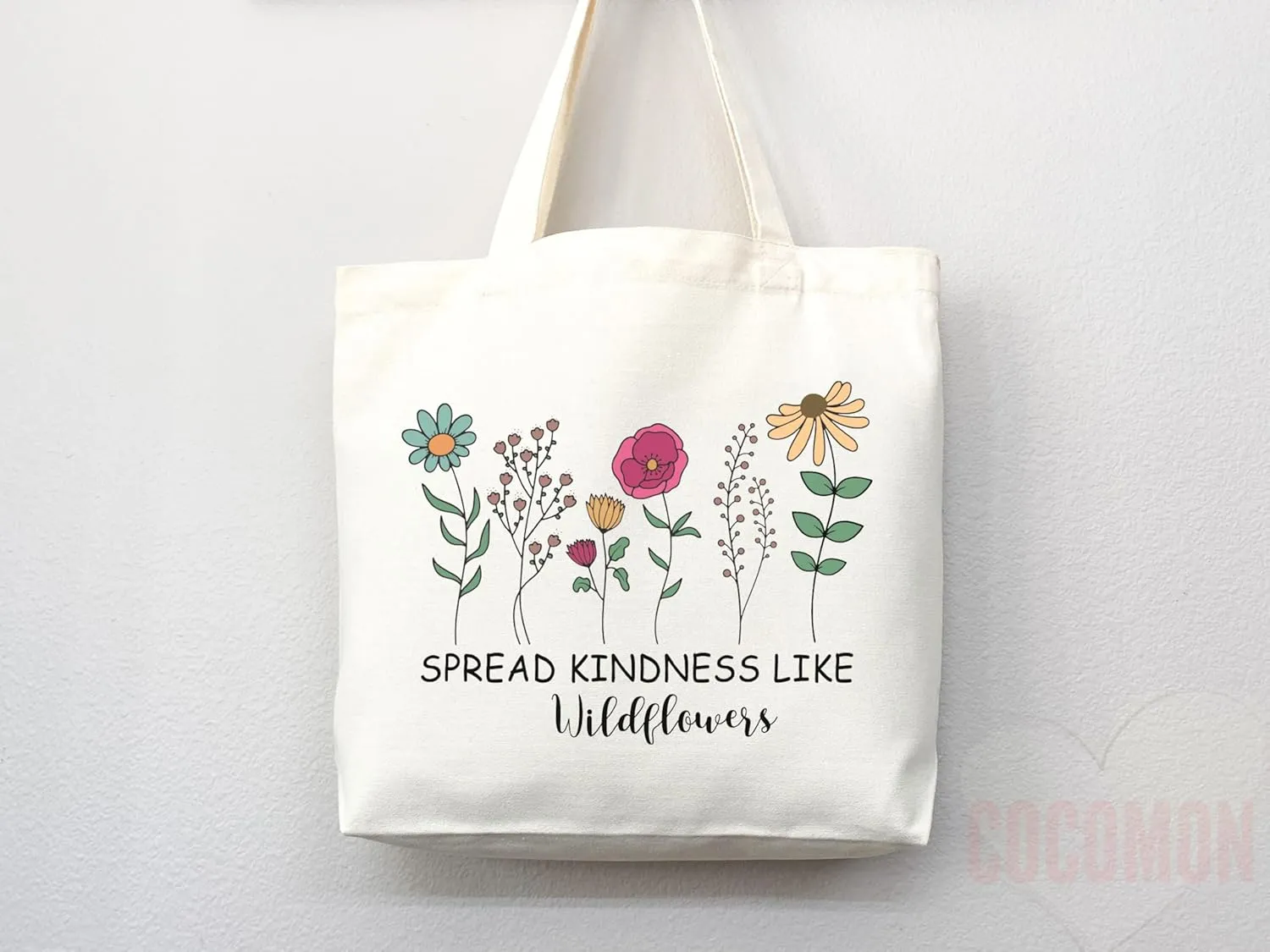 Kindess Tote Bag Hipster Canvas Tote Shopper Gift for Hippies, Teachers, Library Bag Reusable Grocery Bag Eco-Friendly Readers' Tote Library Tote Librarian Gift (Tote Bag Only)