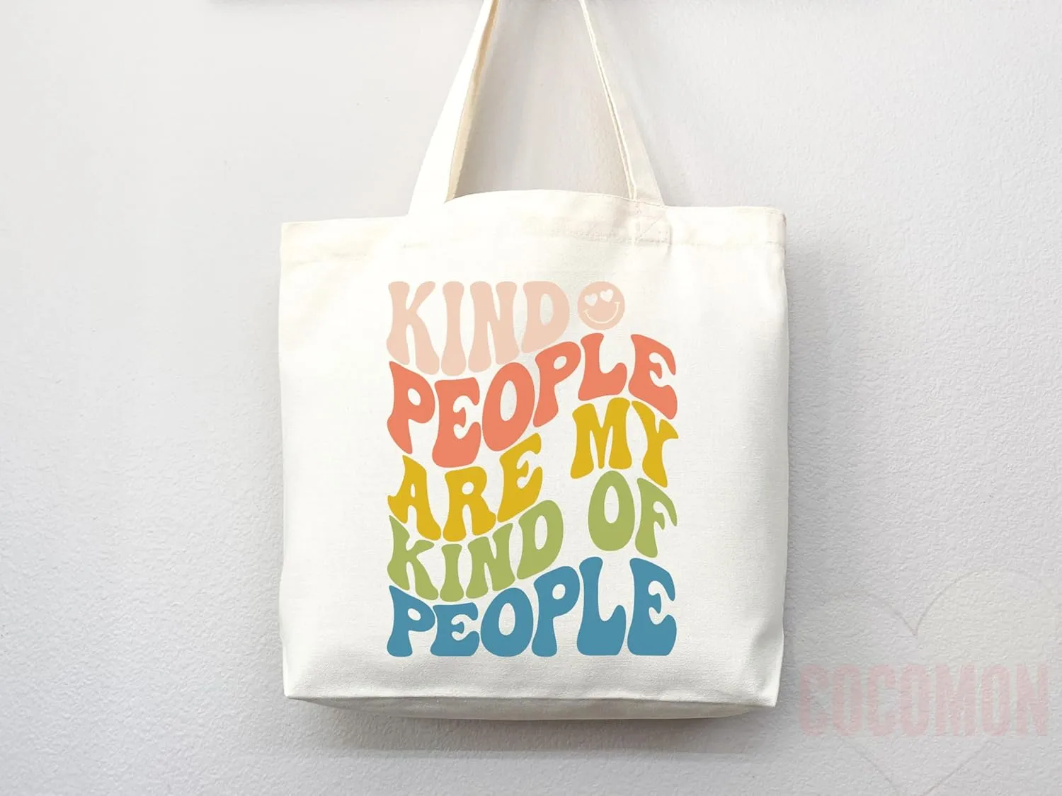 Kindess Tote Bag Hipster Canvas Tote Shopper Gift for Hippies, Teachers, Library Bag Reusable Grocery Bag Eco-Friendly Readers' Tote Library Tote Librarian Gift (Tote Bag Only)