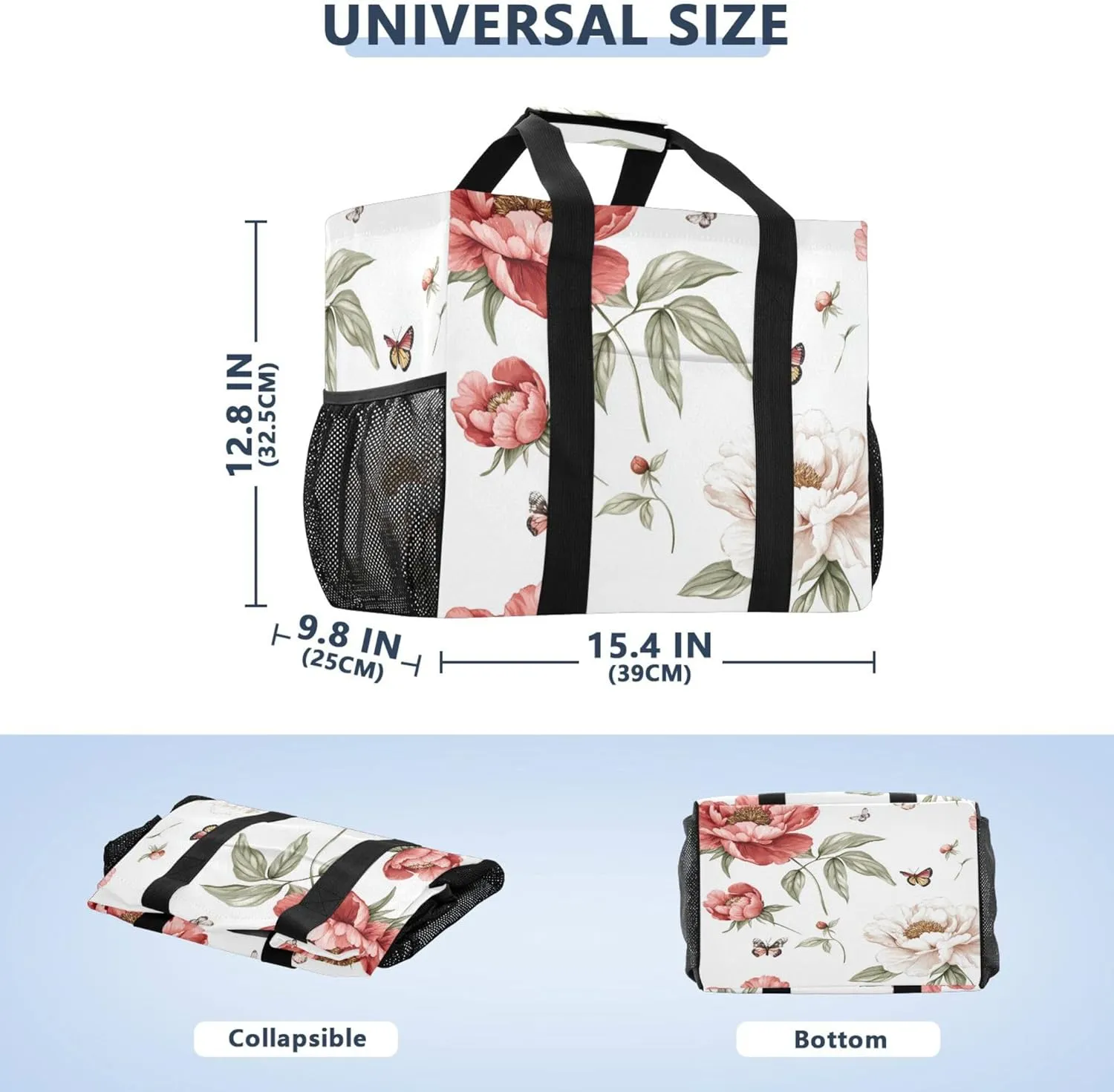 KLL Beach Totes Bags Canvas Collapsable With Pockets Laundry Bag Travel
