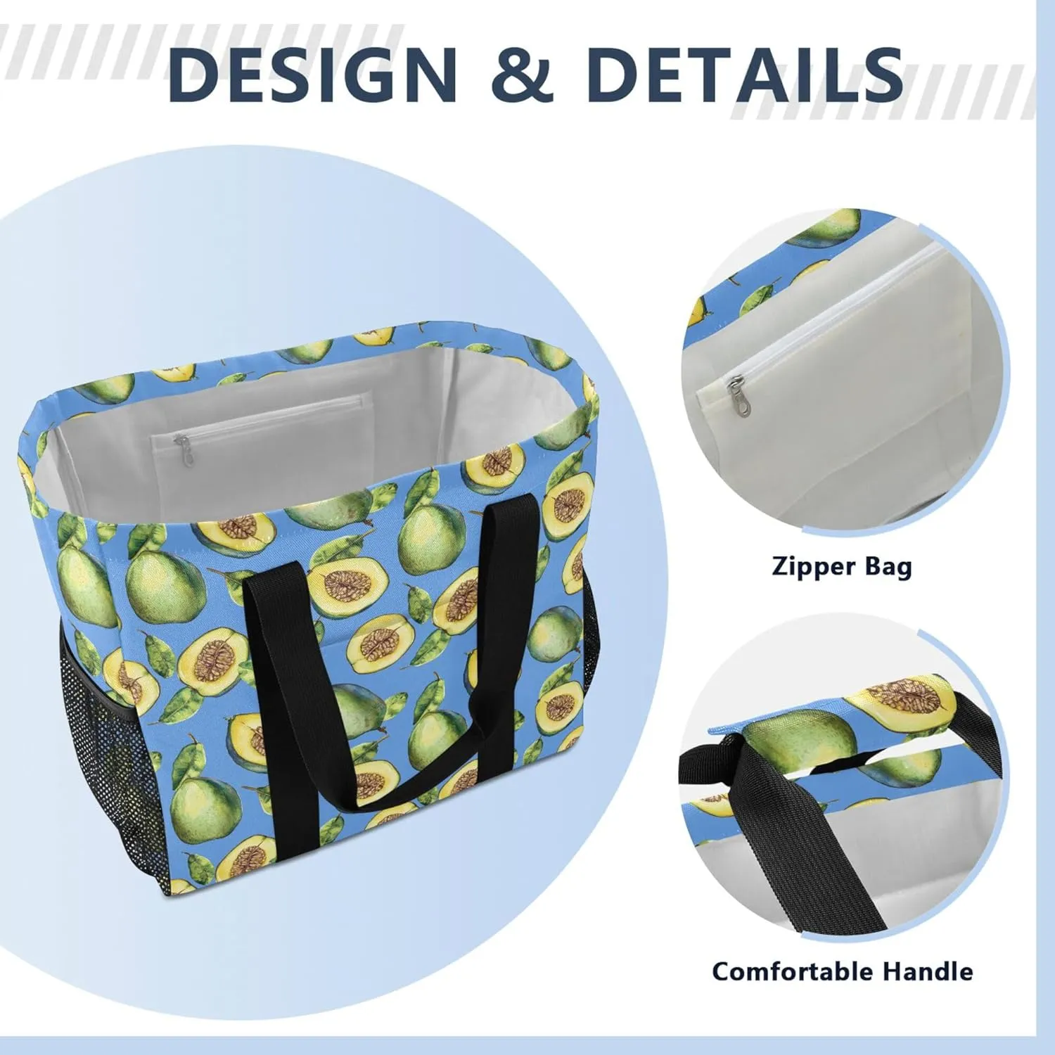 KLL Beach Totes Bags Canvas Foldable Waterproof Reusable Grocery Bag