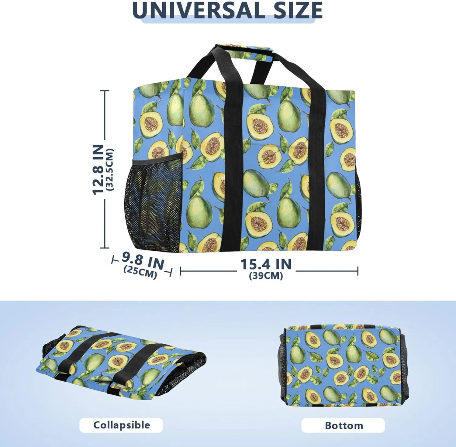 KLL Beach Totes Bags Canvas Foldable Waterproof Reusable Grocery Bag