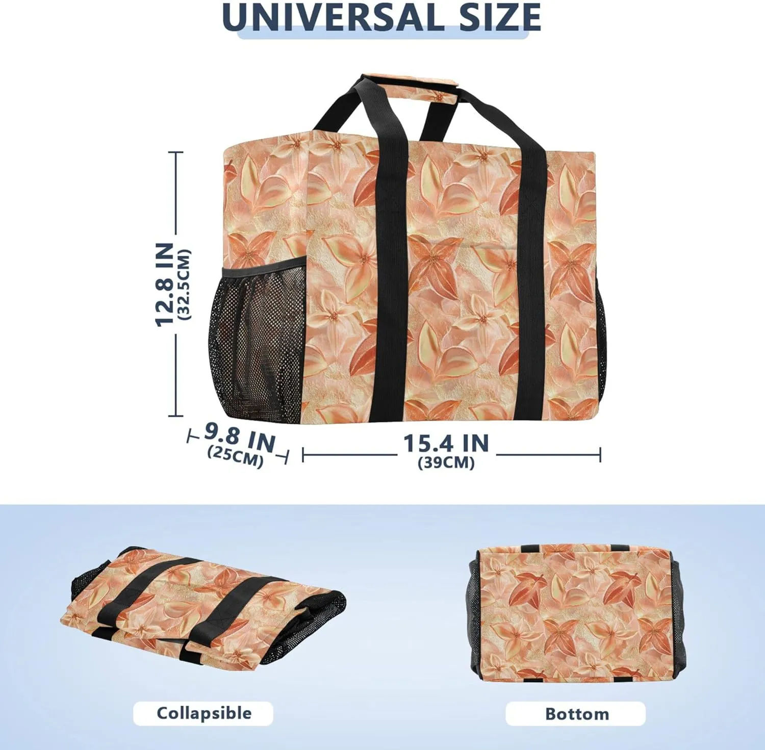 KLL Beach Totes Bags Canvas Foldable Waterproof Reusable Grocery Bag