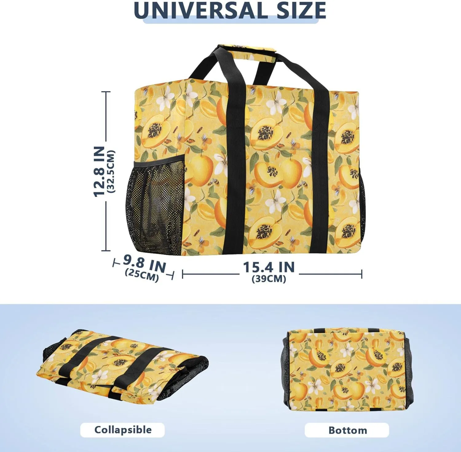 KLL Beach Totes Bags Canvas Foldable Waterproof Reusable Grocery Bag