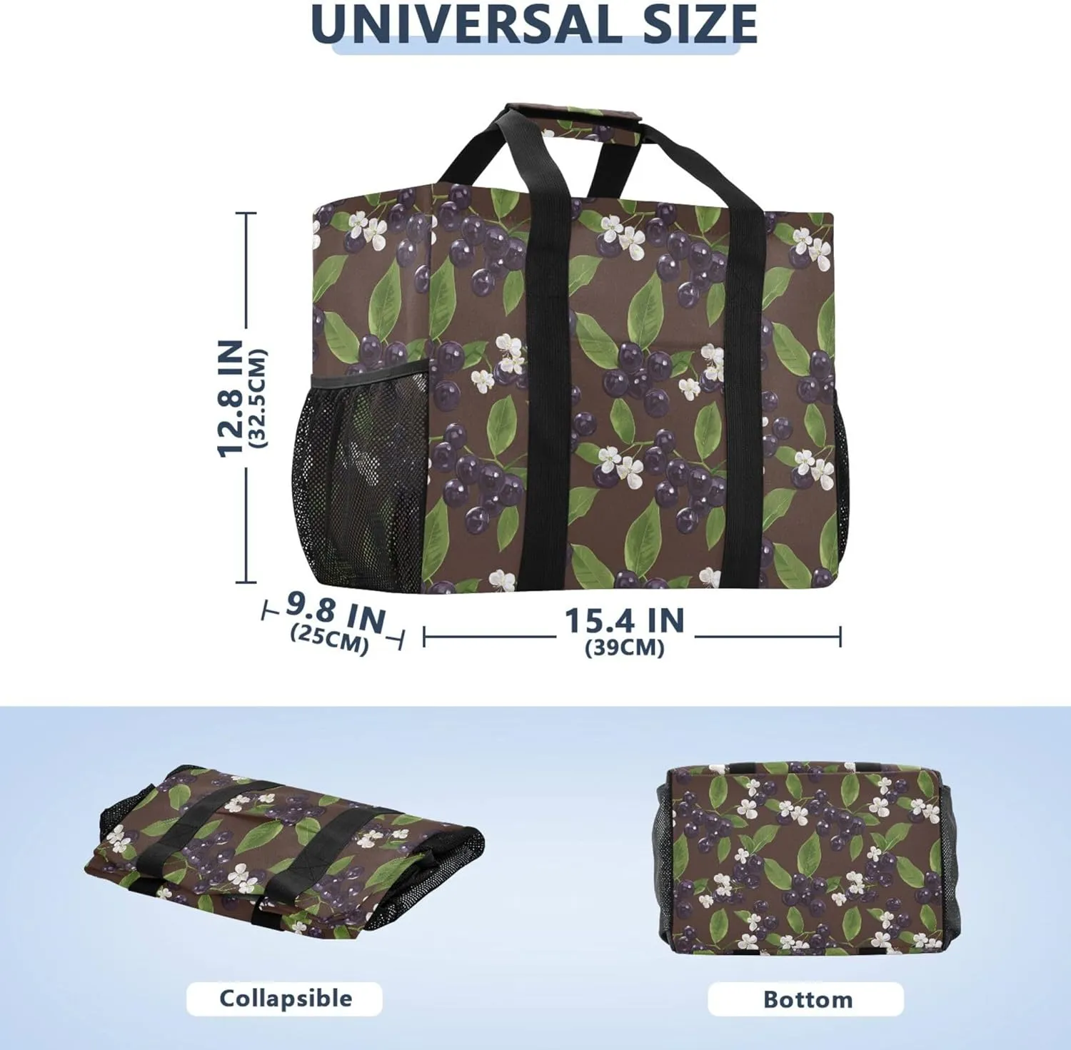 KLL Beach Totes Bags Canvas Foldable Waterproof Reusable Grocery Bag