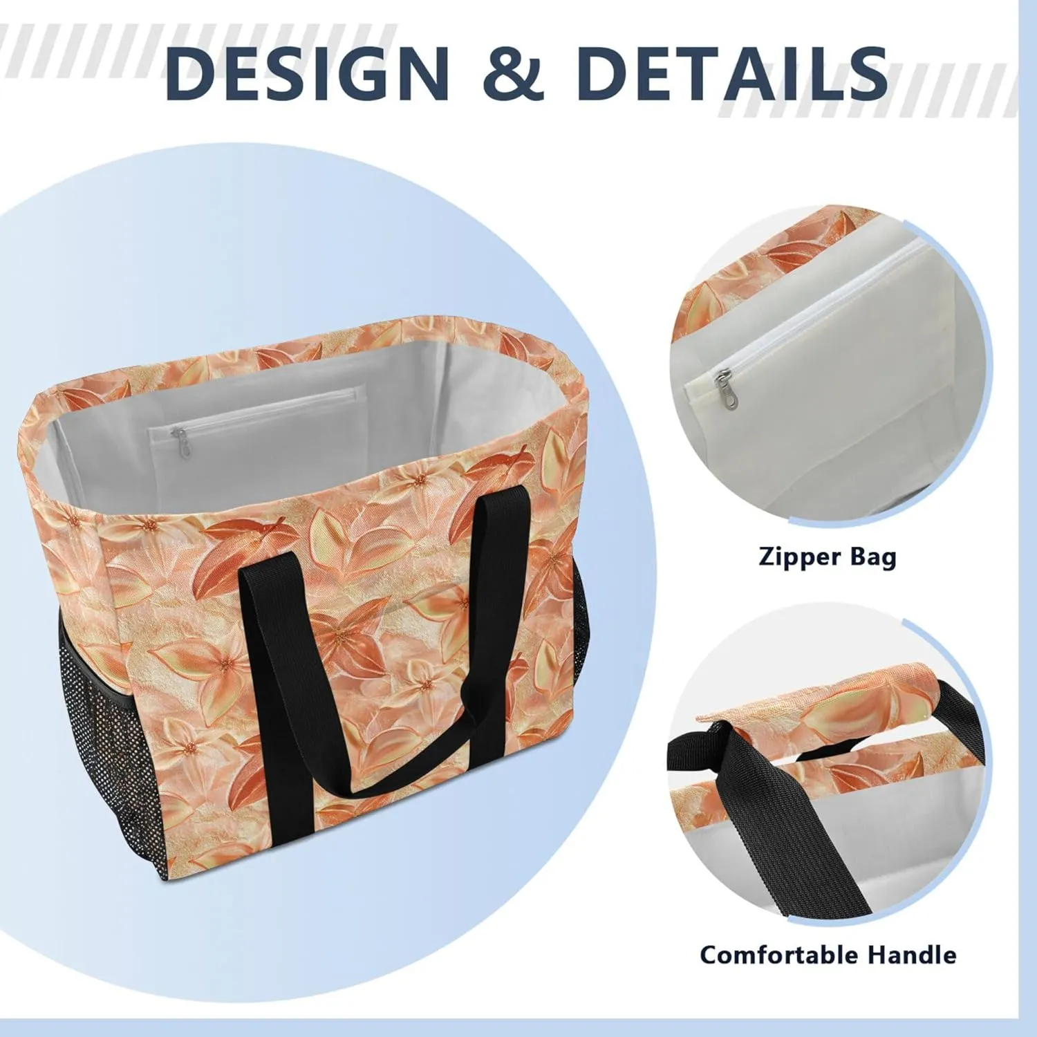 KLL Beach Totes Bags Canvas Foldable Waterproof Reusable Grocery Bag