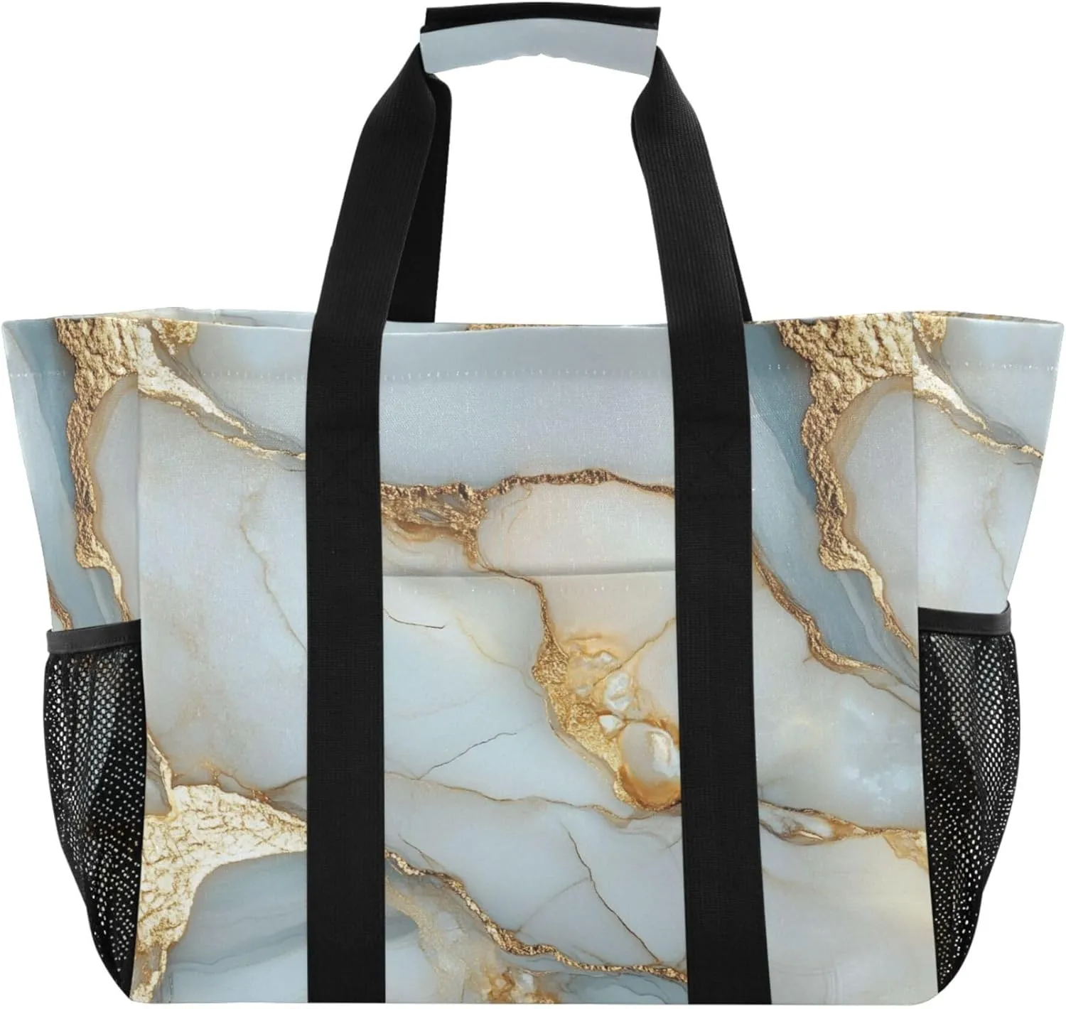 KLL Beach Totes Bags Canvas Foldable With Compartments Laundry Totes