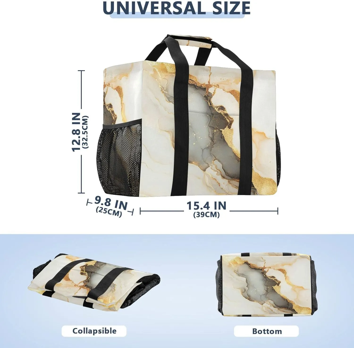 KLL Beach Totes Bags Canvas Foldable With Compartments Laundry Totes