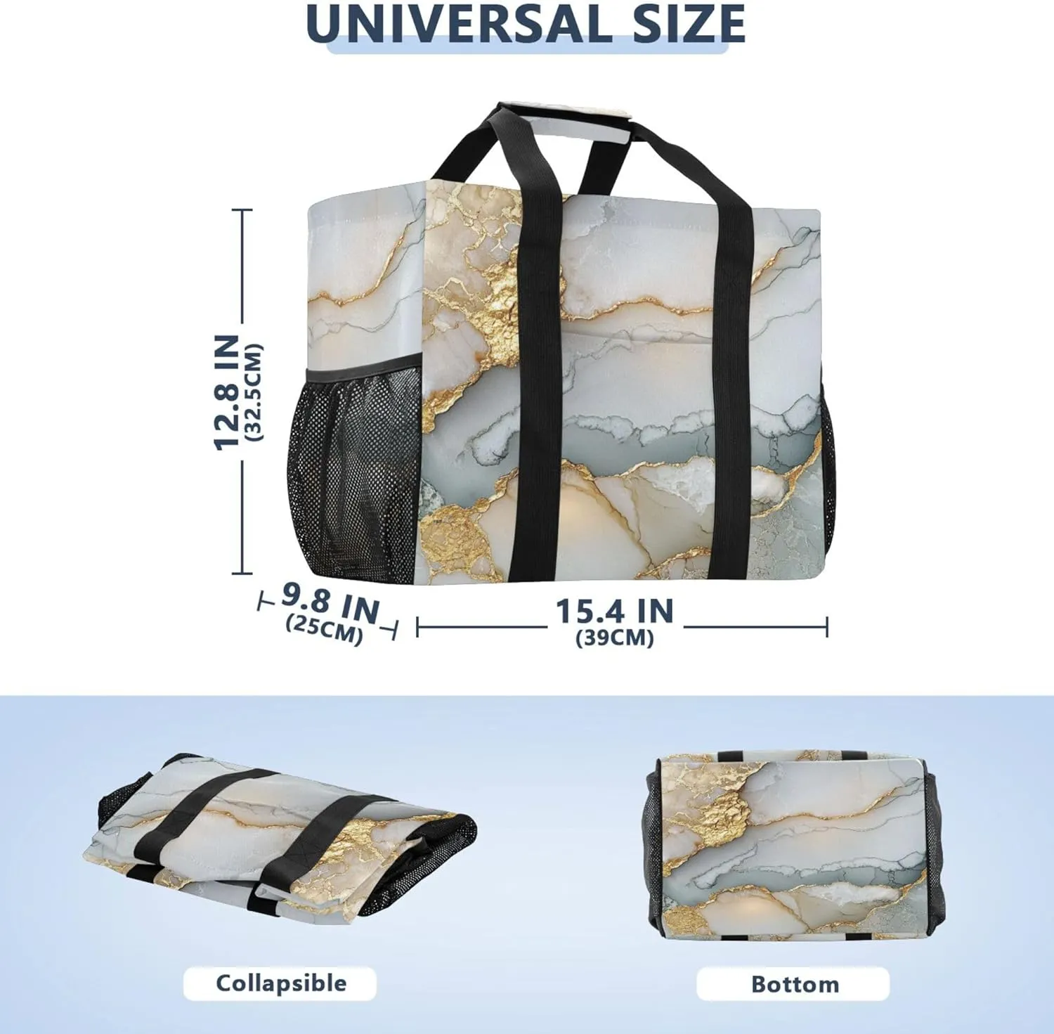 KLL Beach Totes Bags Canvas Foldable With Compartments Laundry Totes