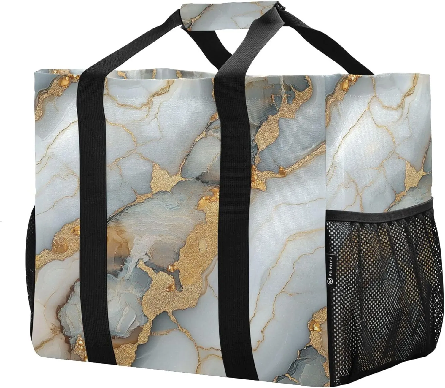 KLL Beach Totes Bags Canvas Foldable With Compartments Laundry Totes
