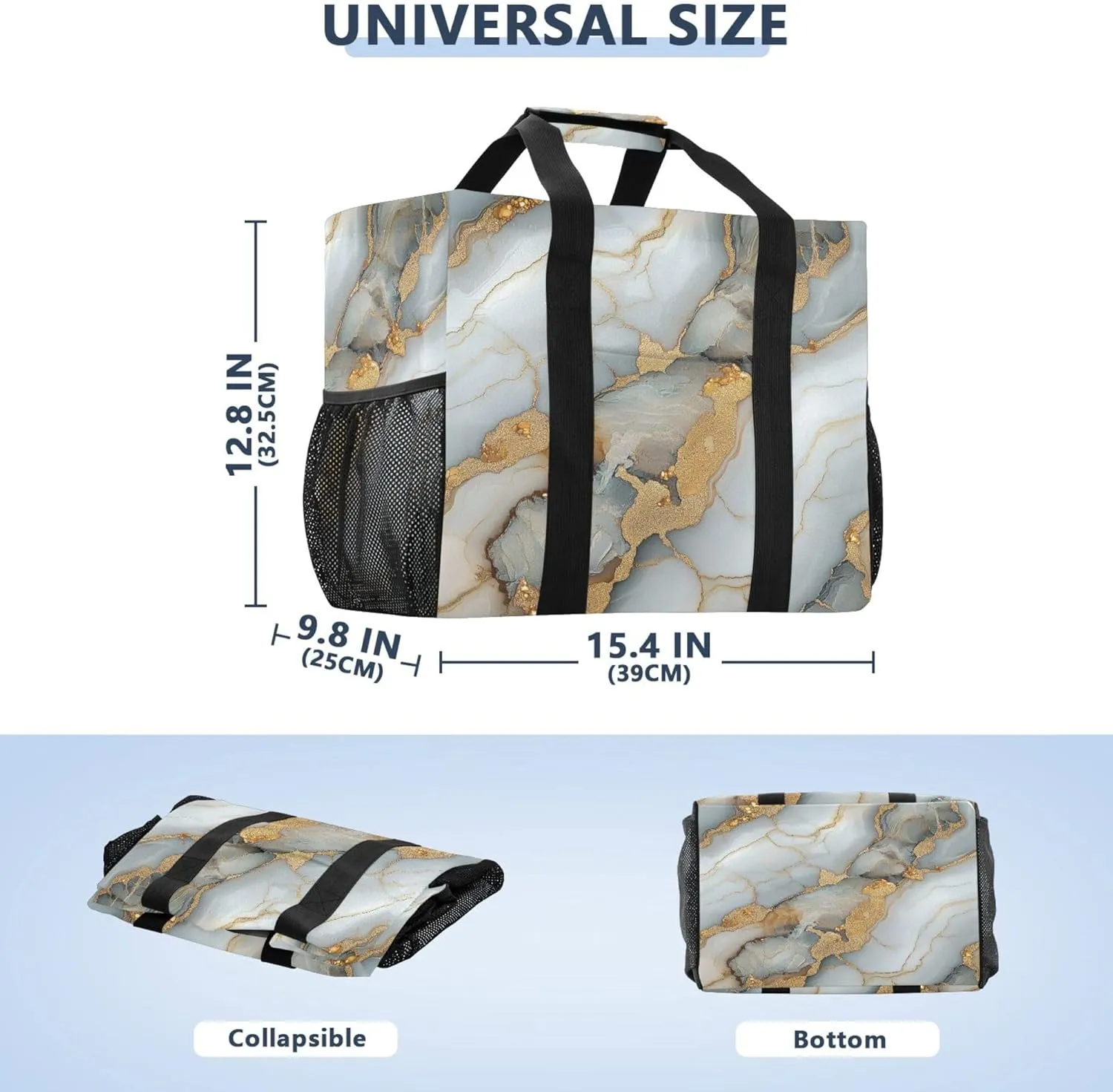 KLL Beach Totes Bags Canvas Foldable With Compartments Laundry Totes