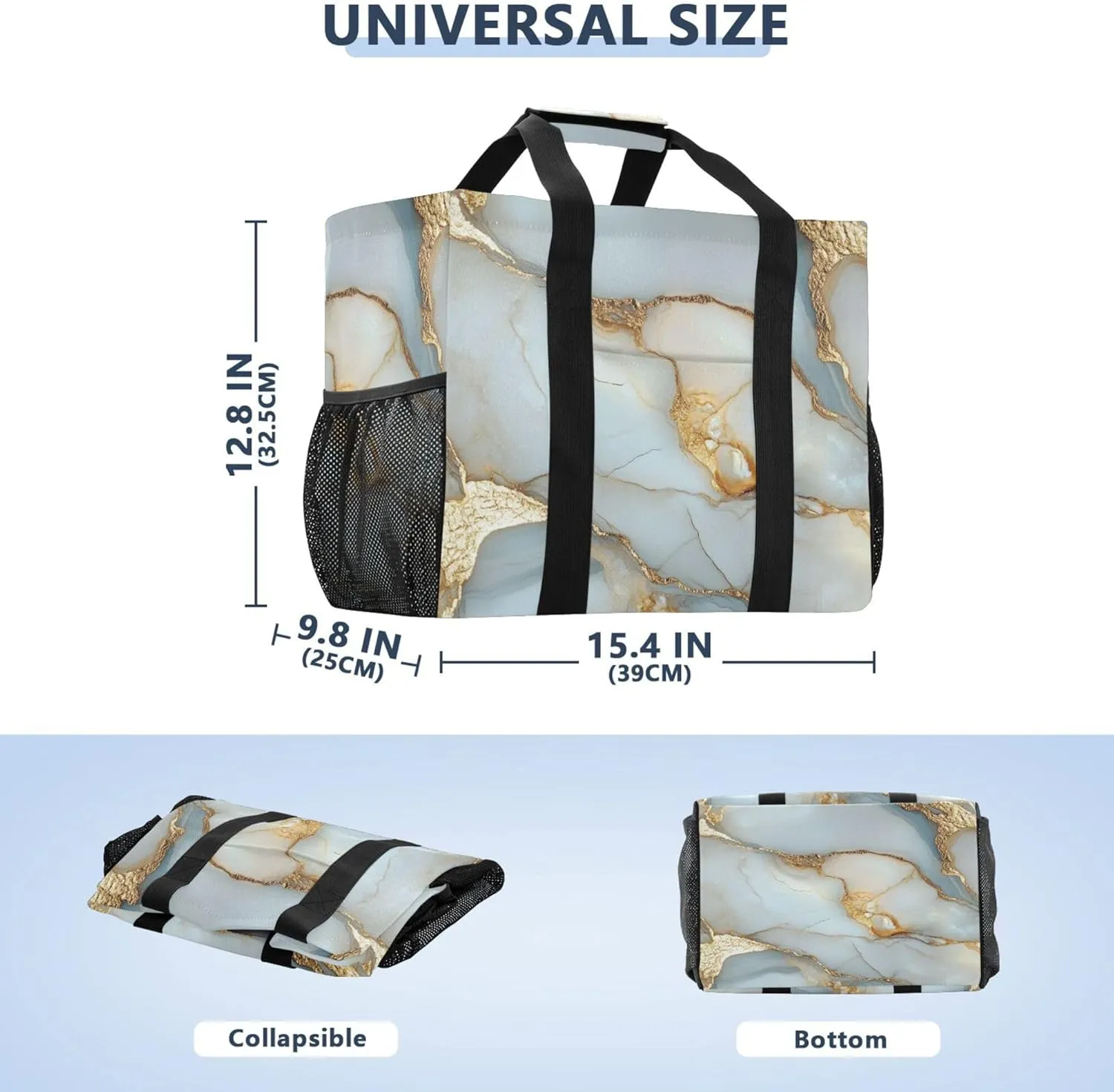 KLL Beach Totes Bags Canvas Foldable With Compartments Laundry Totes