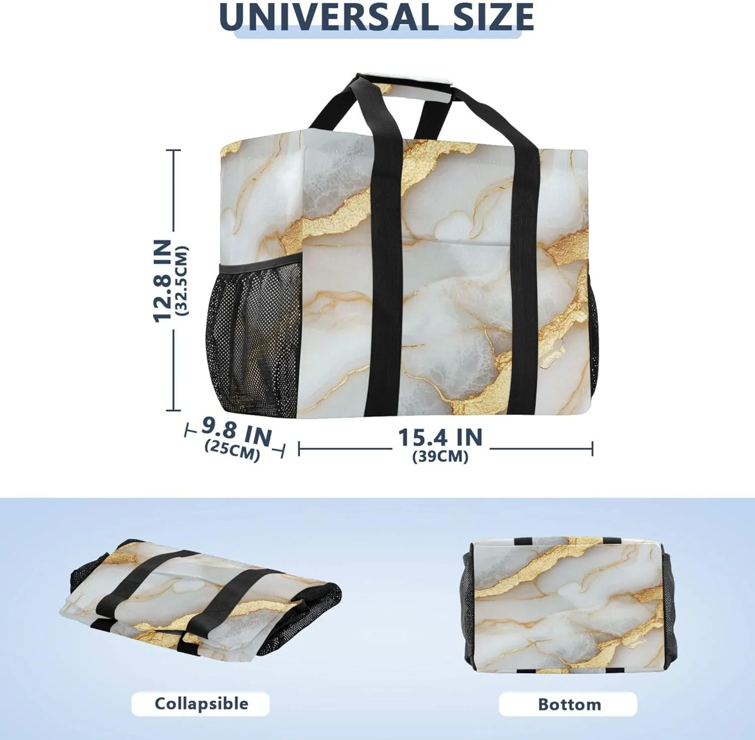 KLL Beach Totes Bags Canvas Foldable With Compartments Laundry Totes