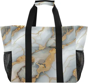 KLL Beach Totes Bags Canvas Foldable With Compartments Laundry Totes