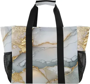 KLL Beach Totes Bags Canvas Foldable With Compartments Laundry Totes