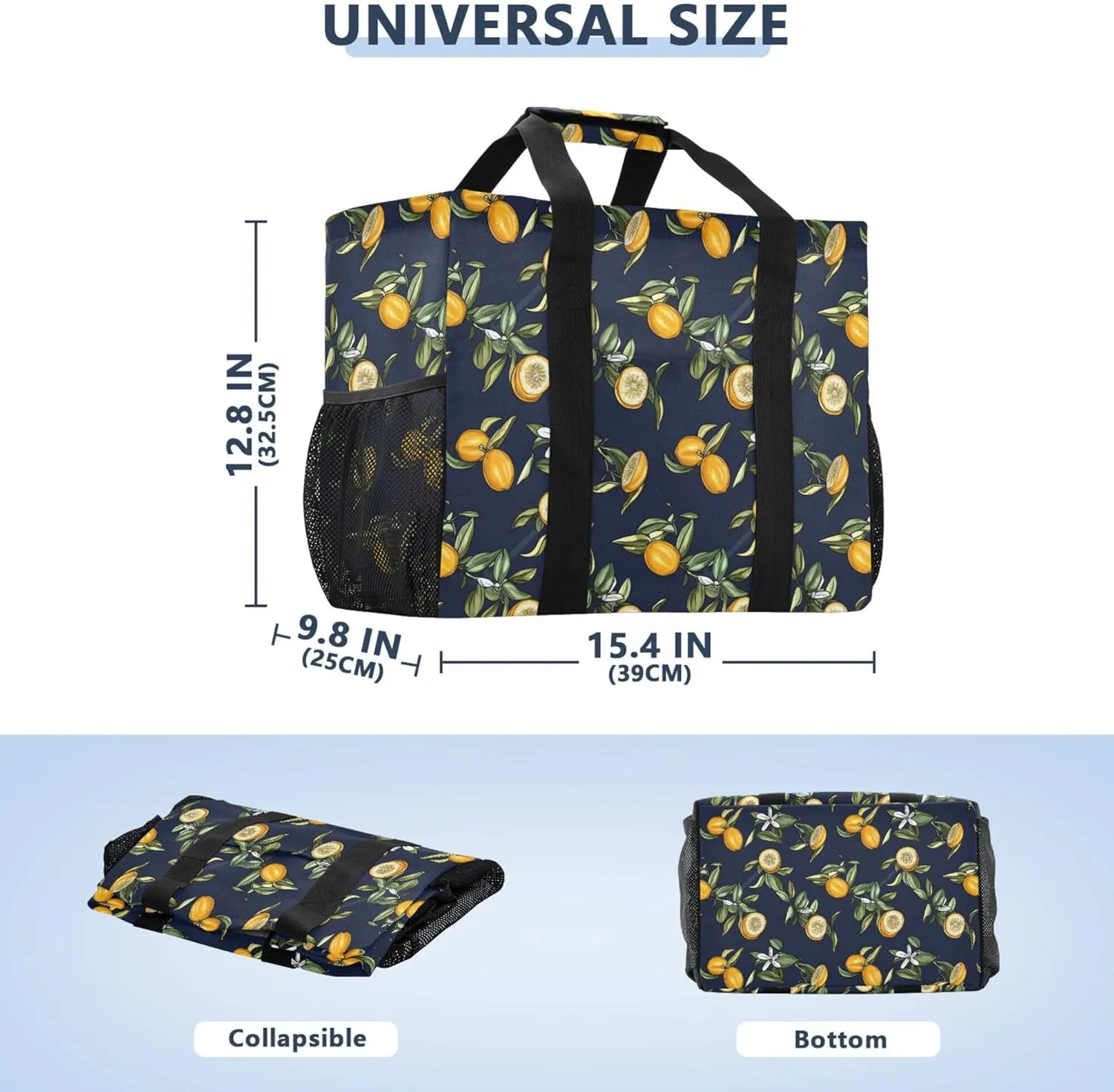 KLL Beach Totes Bags with Handles Collapsable With Pockets Grocery Bags Reusable