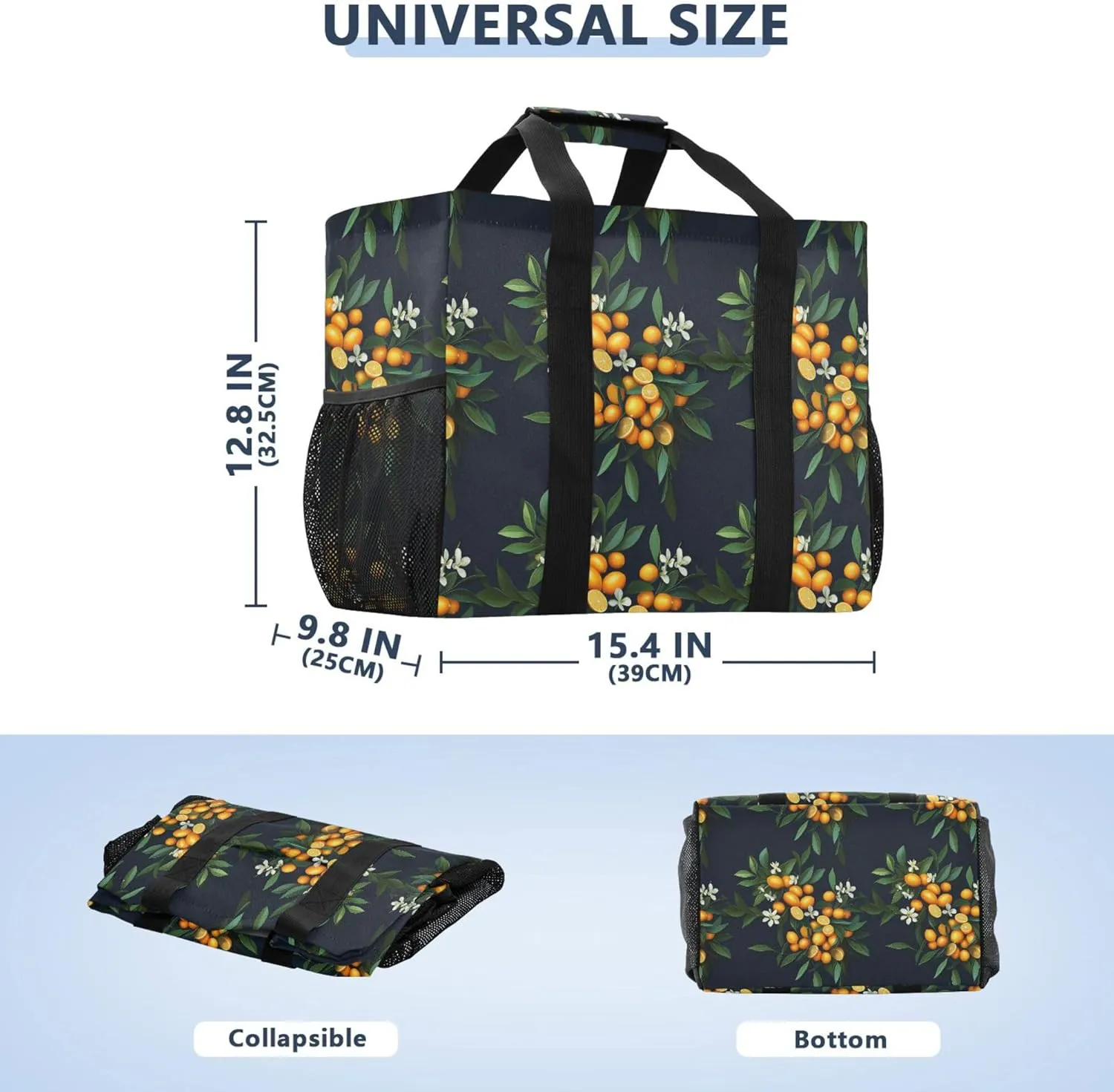 KLL Beach Totes Bags with Handles Collapsable With Pockets Grocery Bags Reusable
