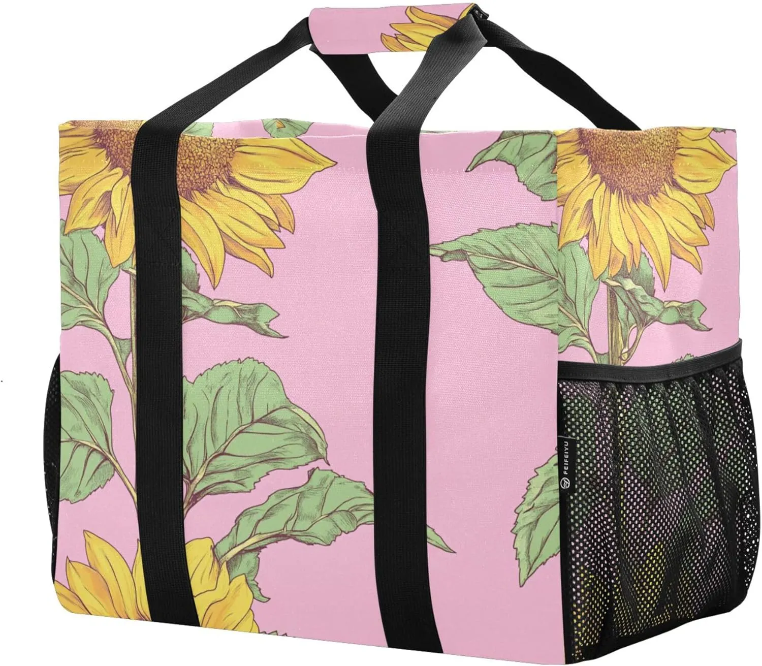 KLL Tote Utility Bag Canvas Collapsable With Pockets Grocery Bags Reusable