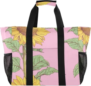KLL Tote Utility Bag Canvas Collapsable With Pockets Grocery Bags Reusable