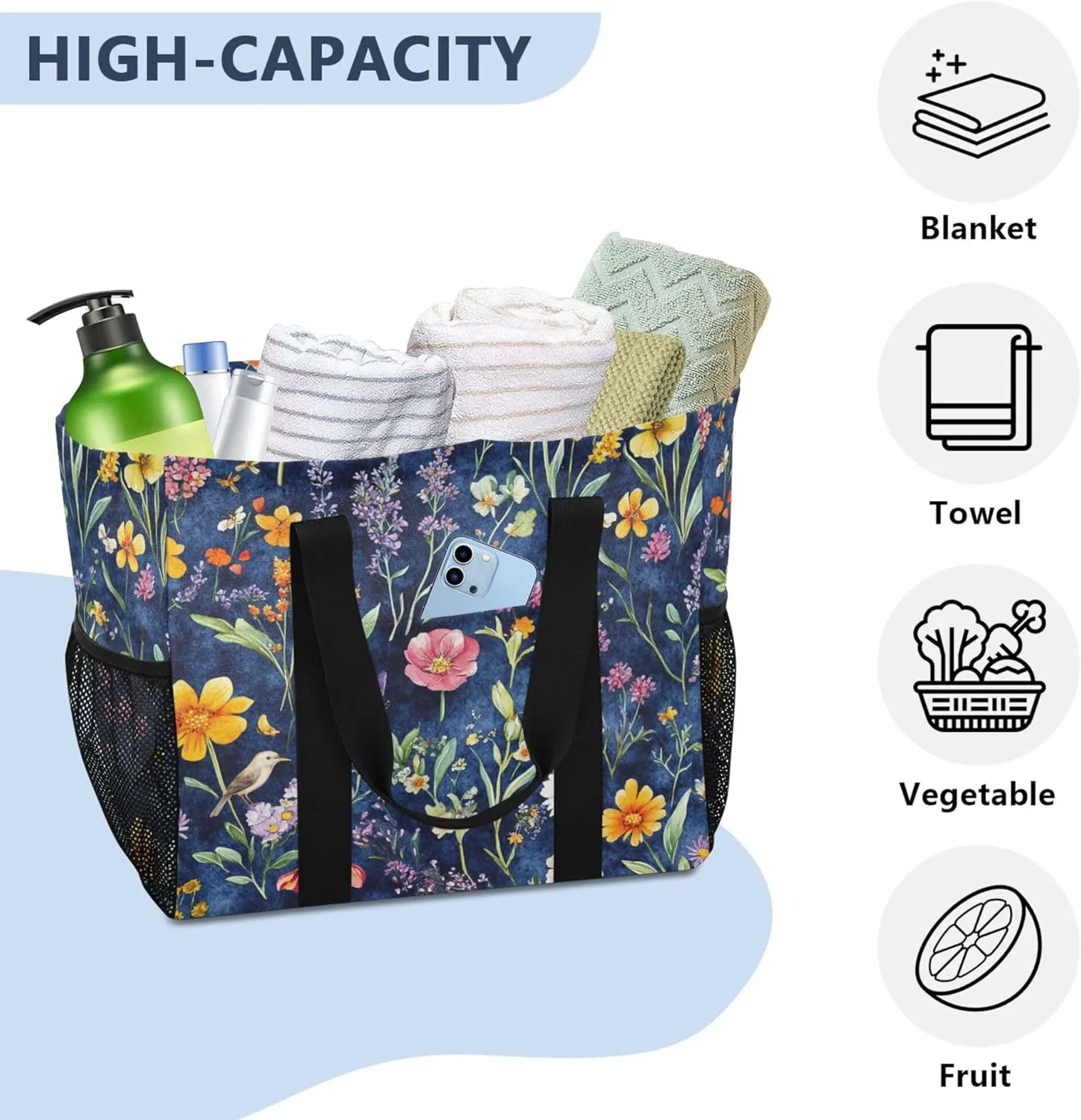 KLL Tote Utility Bag with Handles Foldable Waterproof Laundry Totes