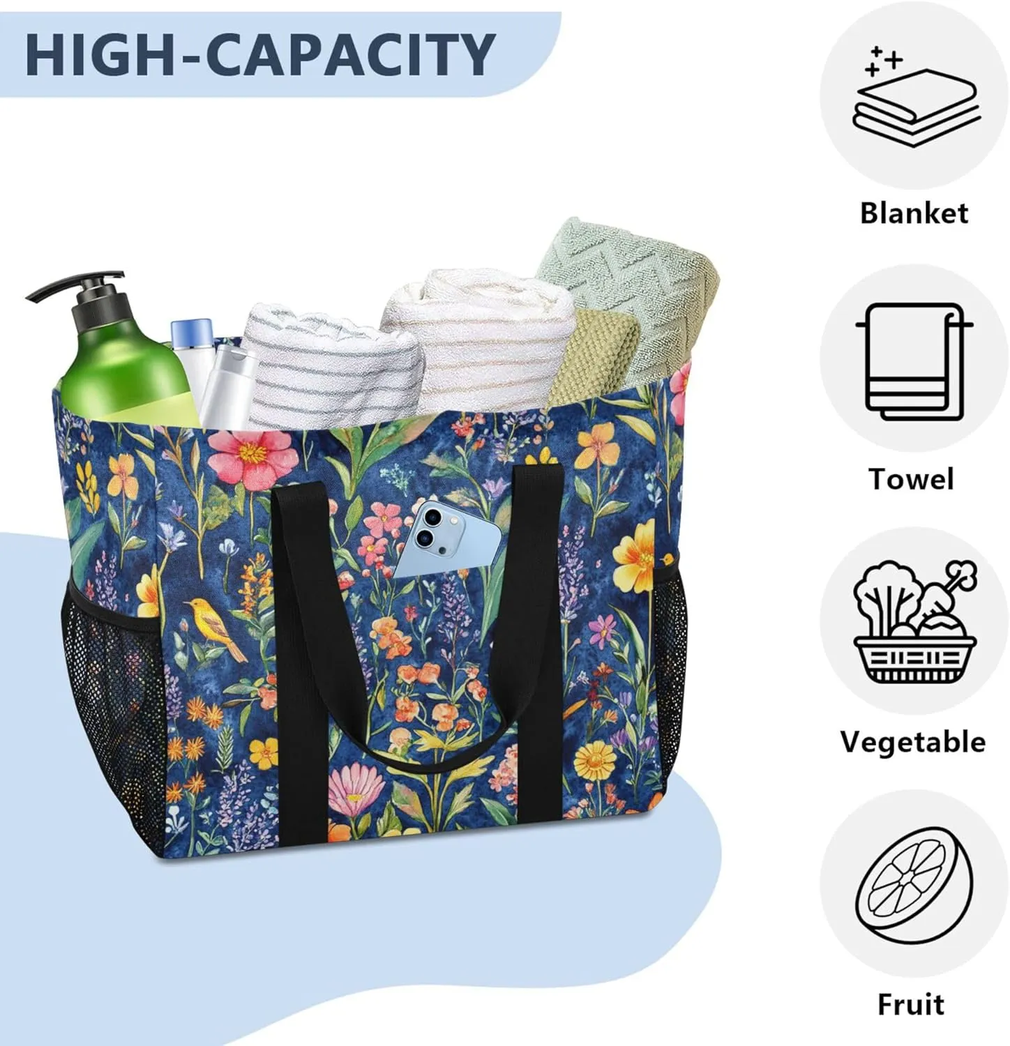 KLL Tote Utility Bag with Handles Foldable Waterproof Laundry Totes