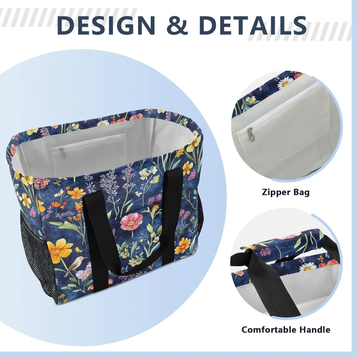 KLL Tote Utility Bag with Handles Foldable Waterproof Laundry Totes