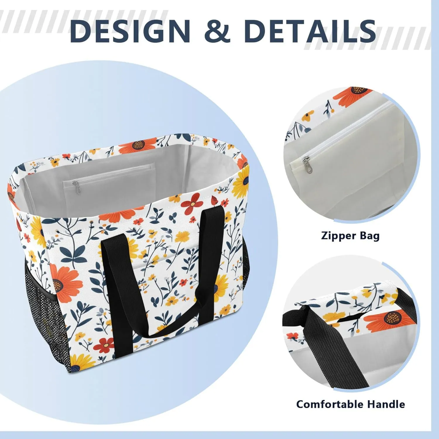 KLL Tote Utility Bag with Handles Foldable Waterproof Laundry Totes