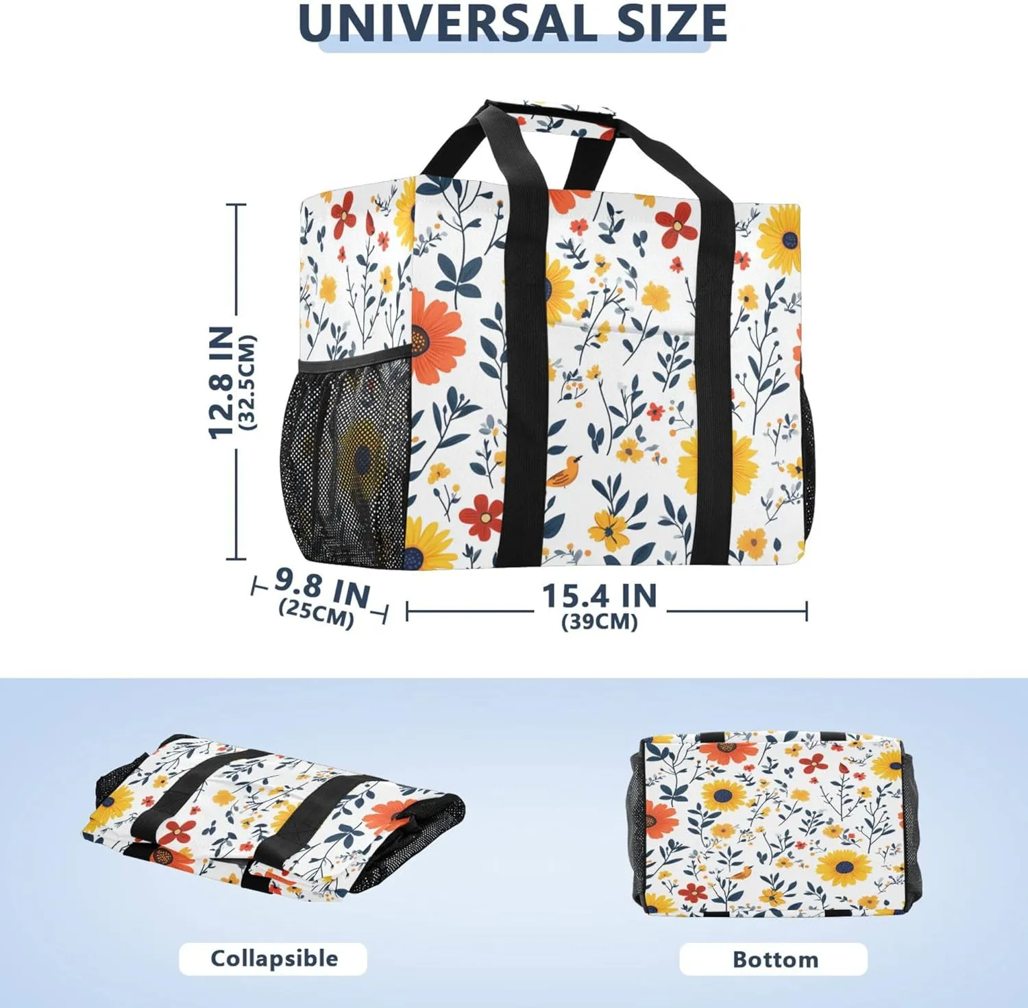 KLL Tote Utility Bag with Handles Foldable Waterproof Laundry Totes