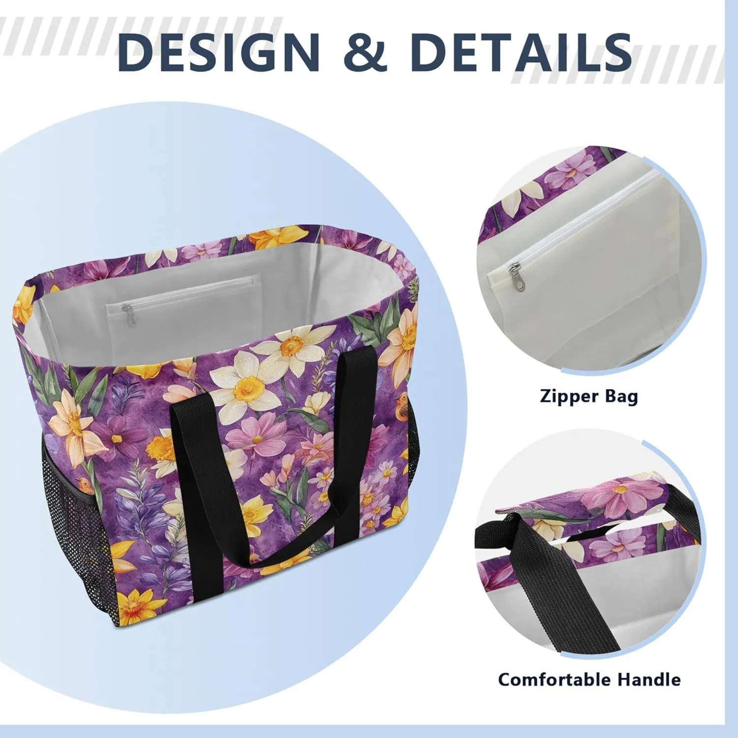 KLL Tote Utility Bag with Handles Foldable Waterproof Laundry Totes