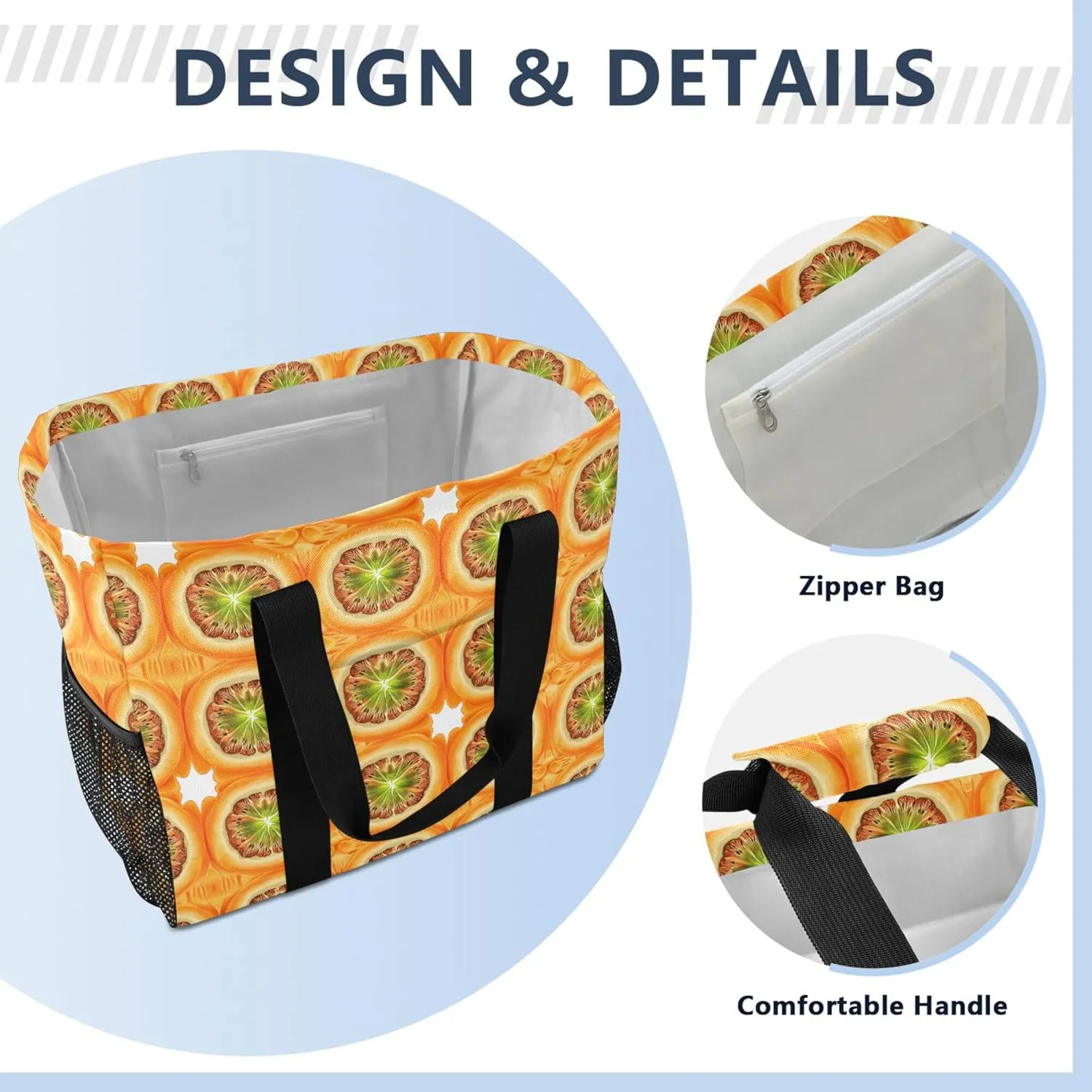 KLL Utility Bags And Totes with Handles Collapsable Waterproof Reusable Grocery Bag