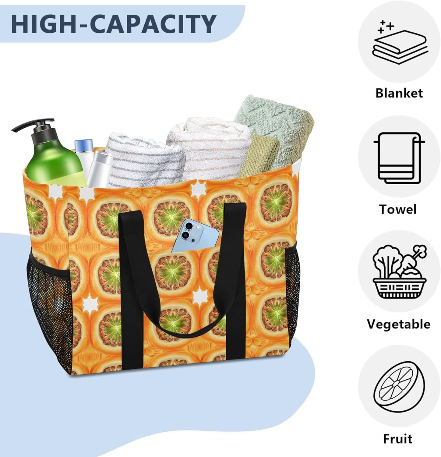 KLL Utility Bags And Totes with Handles Collapsable Waterproof Reusable Grocery Bag