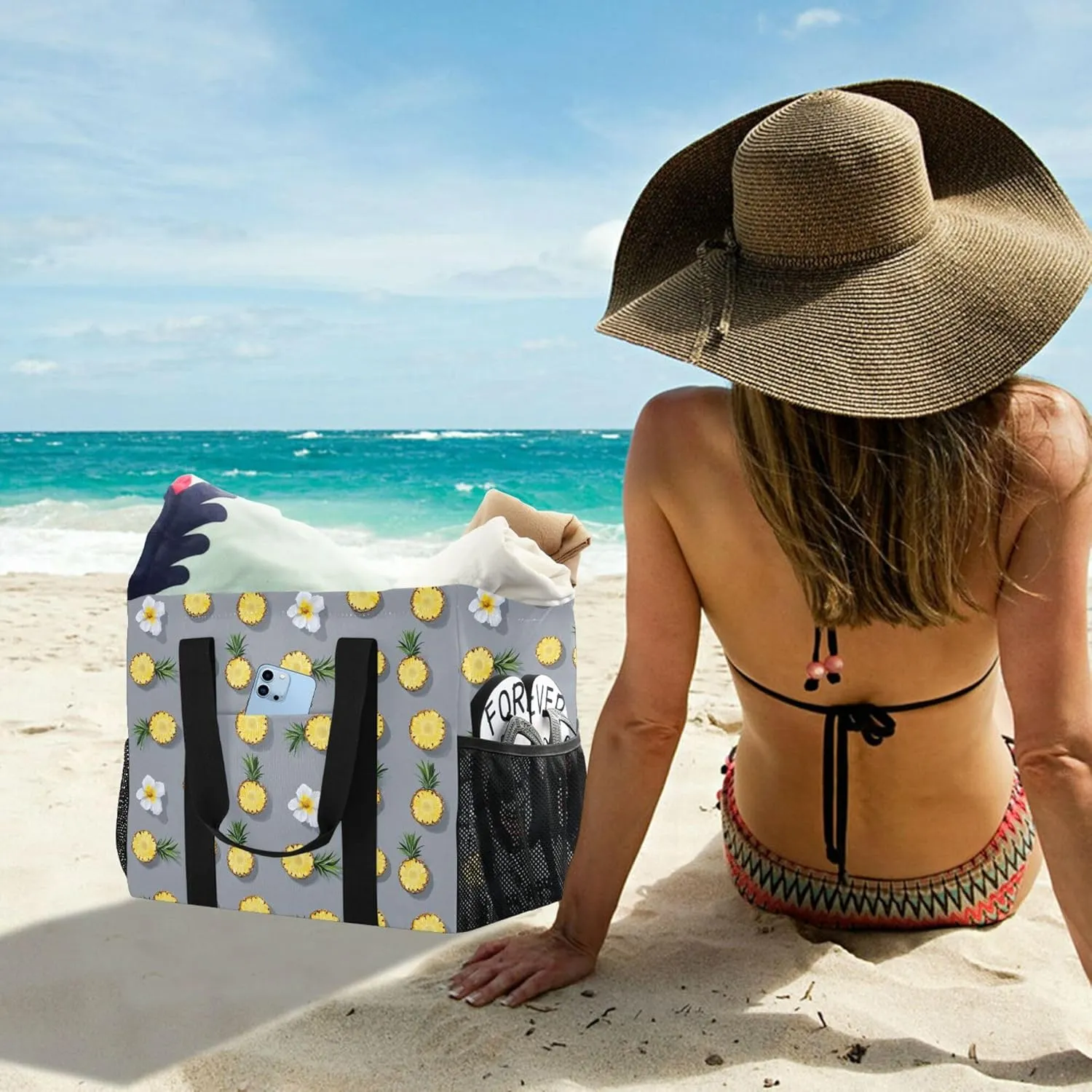 KLL Utility Bags And Totes with Handles Collapsable Waterproof Reusable Grocery Bag