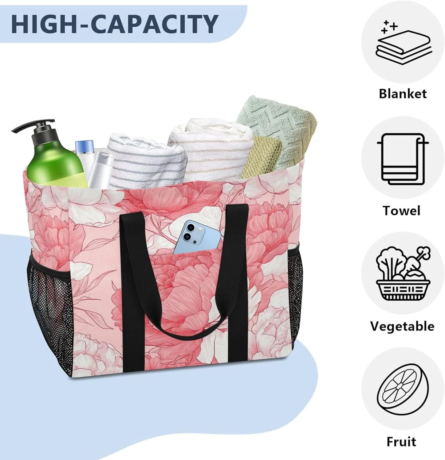 KLL Utility Bags And Totes with Handles Foldable With Compartments Car Totes