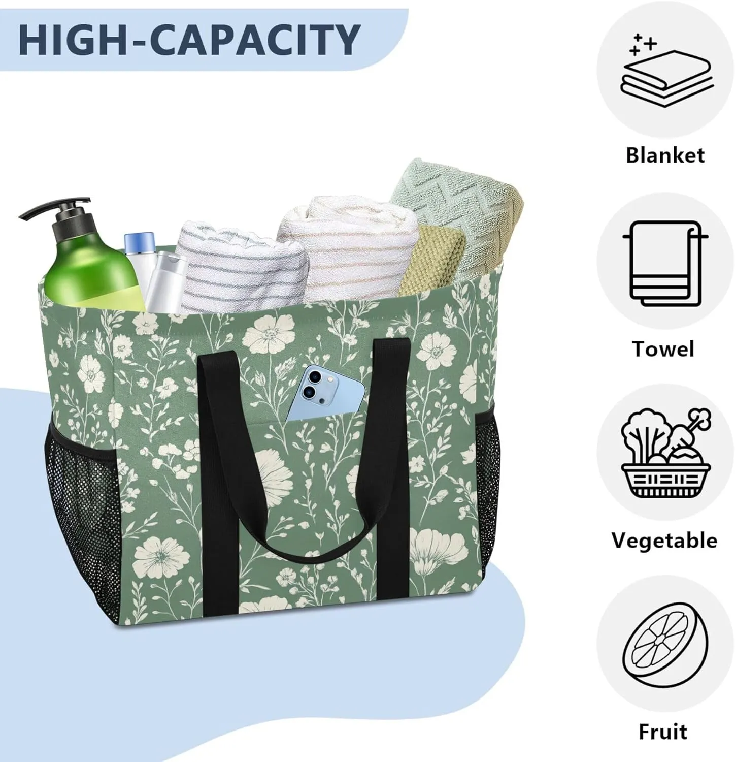 KLL Utility Bags And Totes with Handles Foldable With Compartments Car Totes