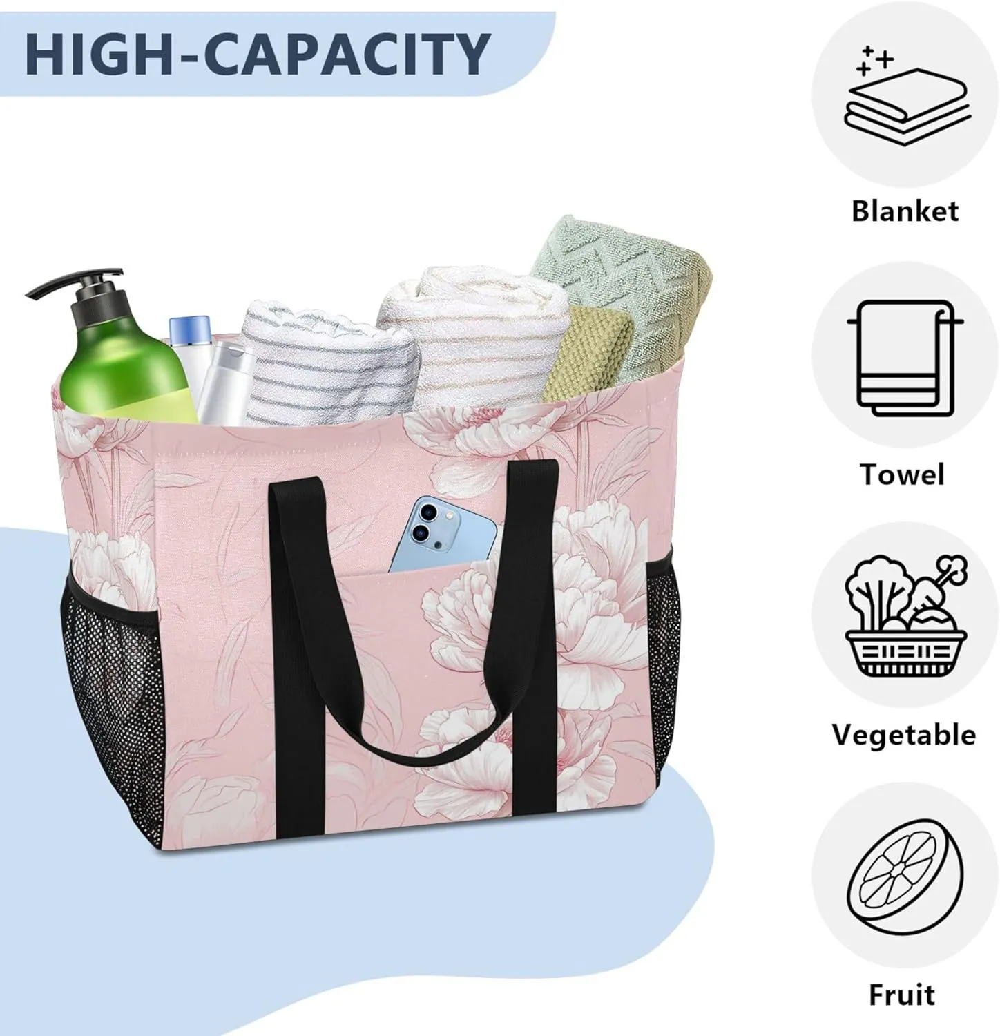 KLL Utility Bags And Totes with Handles Foldable With Compartments Car Totes