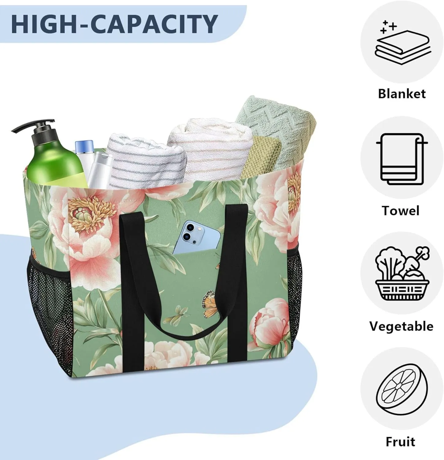 KLL Utility Bags And Totes with Handles Foldable With Compartments Car Totes