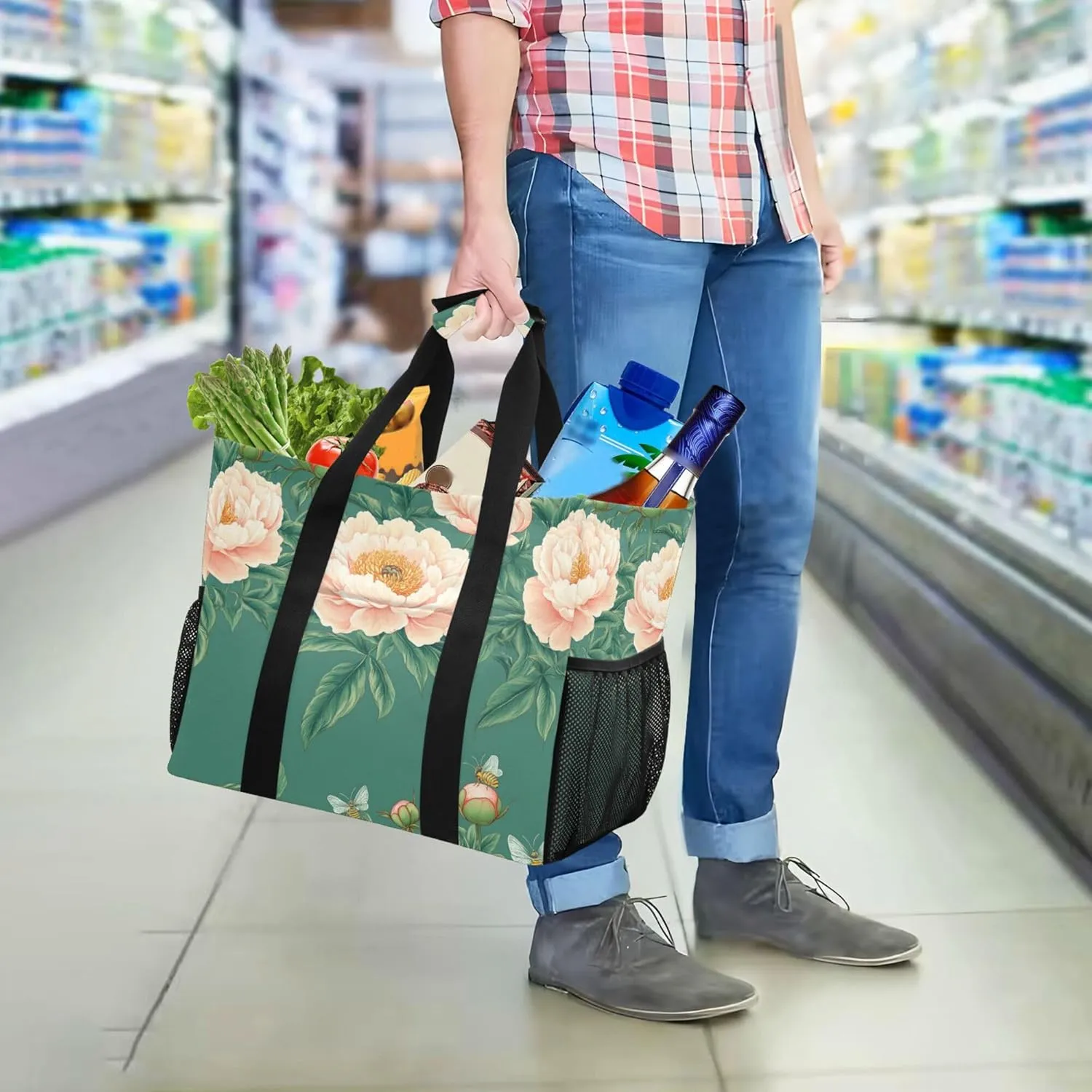 KLL Utility Bags And Totes with Handles Foldable With Compartments Car Totes