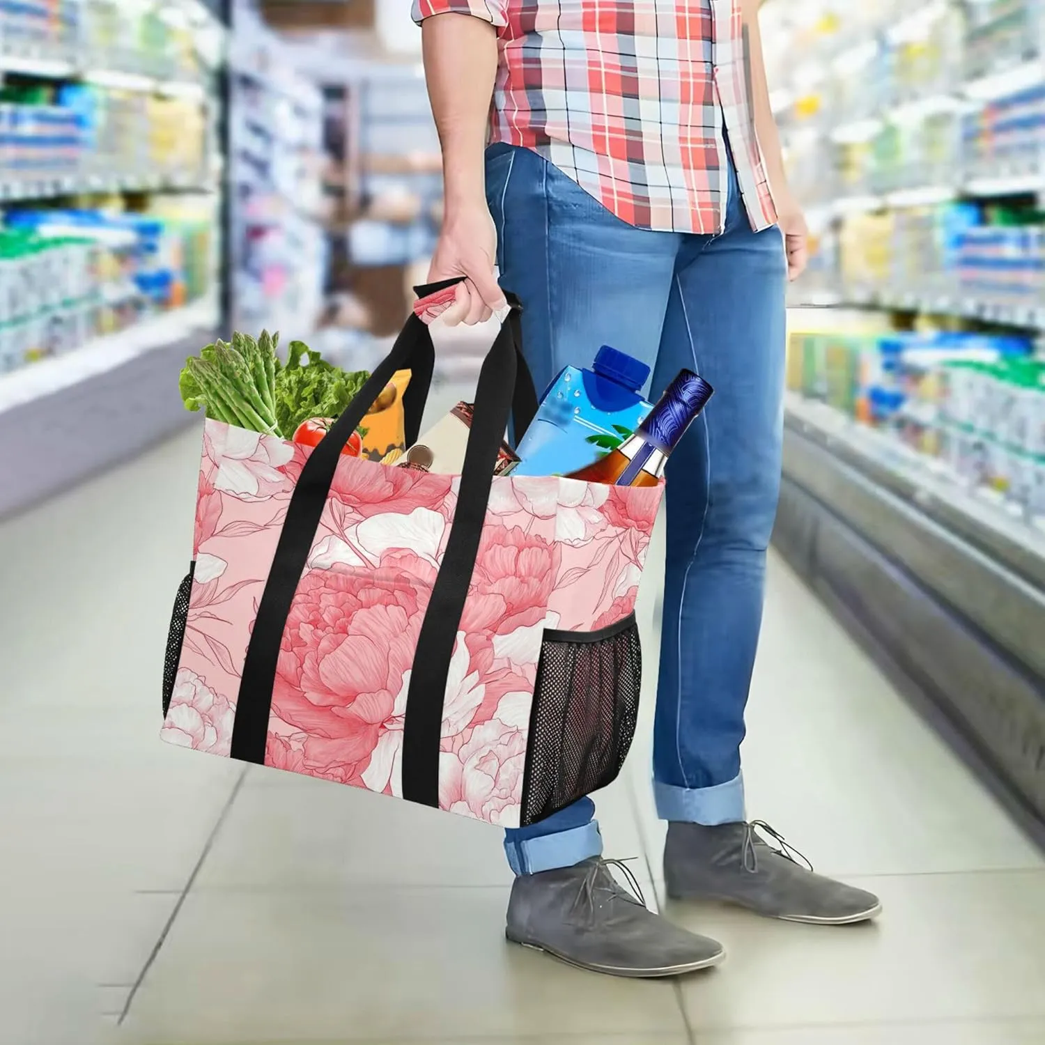 KLL Utility Bags And Totes with Handles Foldable With Compartments Car Totes