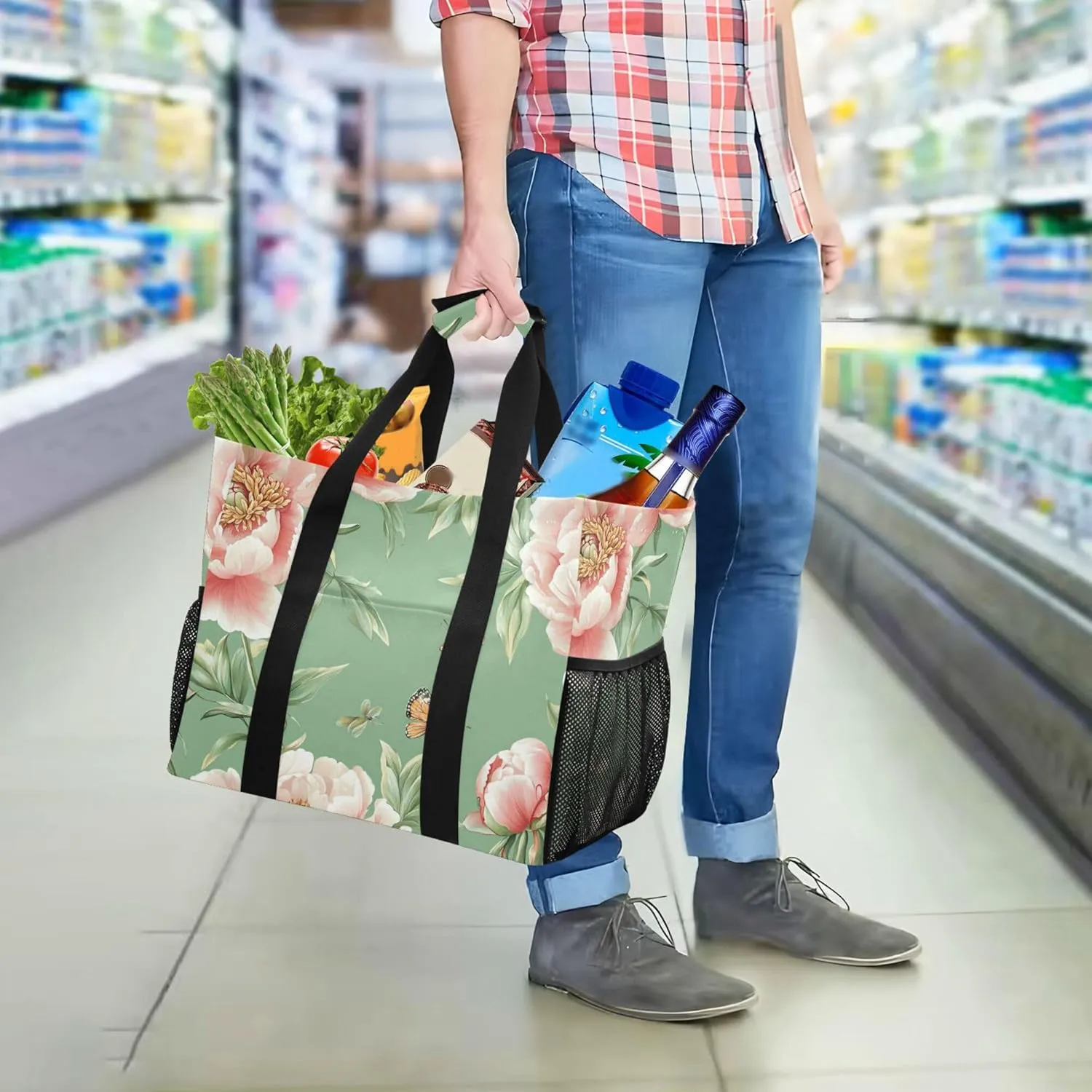 KLL Utility Bags And Totes with Handles Foldable With Compartments Car Totes