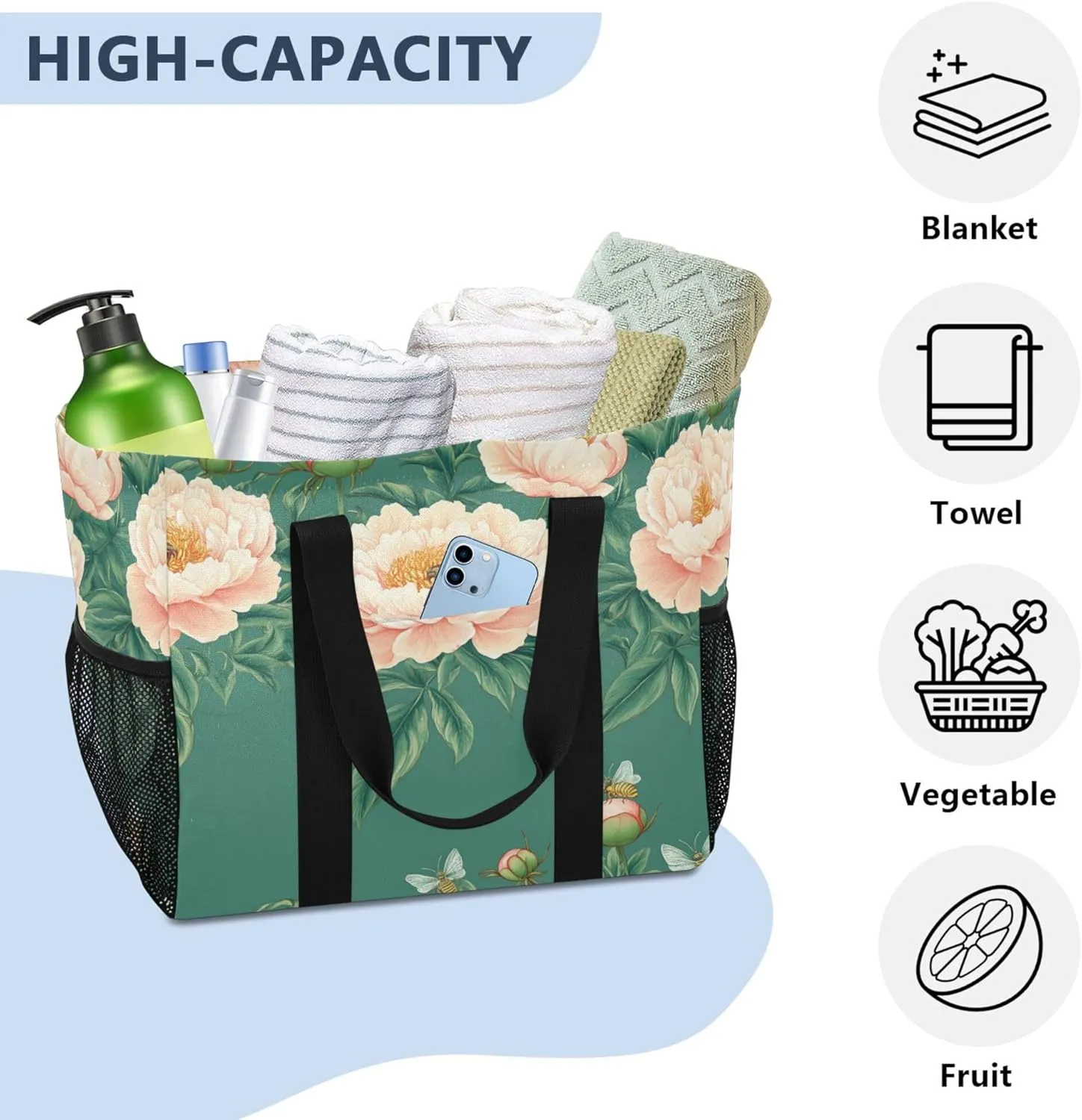KLL Utility Bags And Totes with Handles Foldable With Compartments Car Totes
