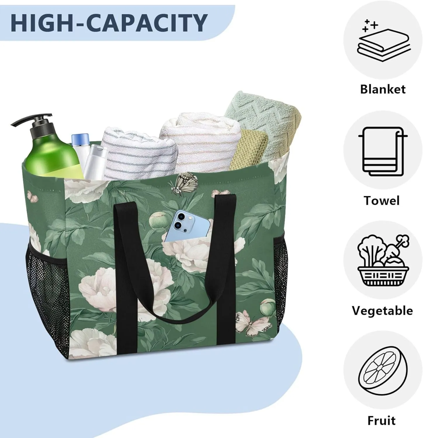 KLL Utility Bags And Totes with Handles Foldable With Compartments Car Totes